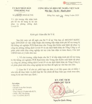 Đồng ý cho Sở Trang Chủ Đăng Nhập OK9.COM Mới Nhất 2026 tiếp nhận kinh phí hỗ trợ trang bị hệ thống xét nghiệm PCR Real-time