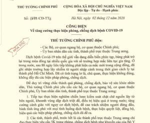 Thủ tướng Ok986 nhận ngay 88K yêu cầu thực hiện nghiêm công tác phòng chống dịch Covid-19
