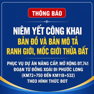 Thông báo niêm yết công khai bản đồ và bản mô tả ranh giới,...