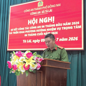 Công an xã Tà Lài tổ chức Hội nghị sơ kết công tác công an 6 tháng đầu năm 2026
