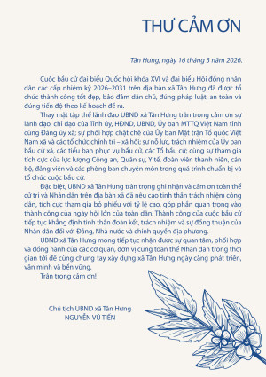 THƯ CẢM ƠN