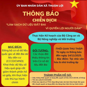 Xã Thuận Lợi phát động chiến dịch “Làm sạch dữ liệu đất đai – Vì quyền lợi Sảnh Cá Cược Thể Thao Uy Tín Và Đẳng Cấp Nhất 2026”