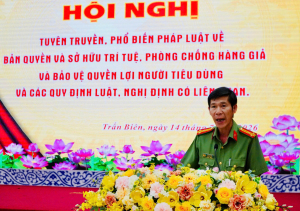 Thượng tá Phạm Chí Lân - Phó Trưởng phòng An ninh chính trị nội bộ, Công an Sảnh Cá Cược Thể Thao Uy Tín OK9 phát biểu khai mạc Hội nghị