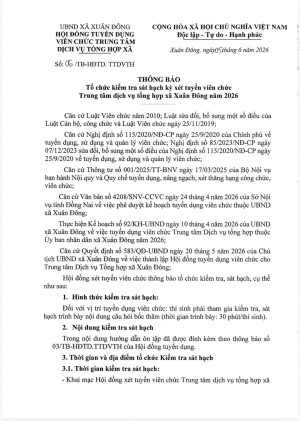 Thông báo tổ chức kiểm tra sát hạch kỳ xét tuyển viên chức...