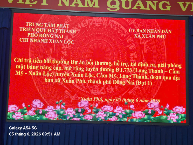 TRUNG TÂM PHÁT TRIỂN QUỸ ĐẤT CHI NHÁNH XUÂN LỘC TỔ CHỨC CHI TRẢ TIỀN BỒI THƯỜNG, HỖ TRỢ PHỤC VỤ DỰ ÁN NÂNG CẤP, MỞ RỘNG TUYẾN ĐƯỜNG ĐT.773 QUA XÃ XUÂN PHÚ (ĐỢT 1)