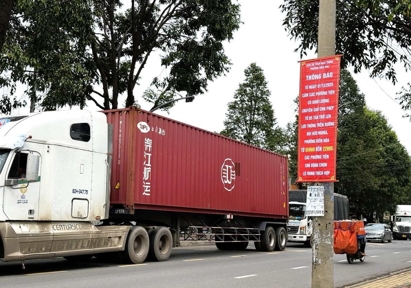 Biên Hòa điều chỉnh giờ cấm xe tải từ 5 tấn trên tuyến đường Bùi Hữu Nghĩa từ ngày 1/12/2025